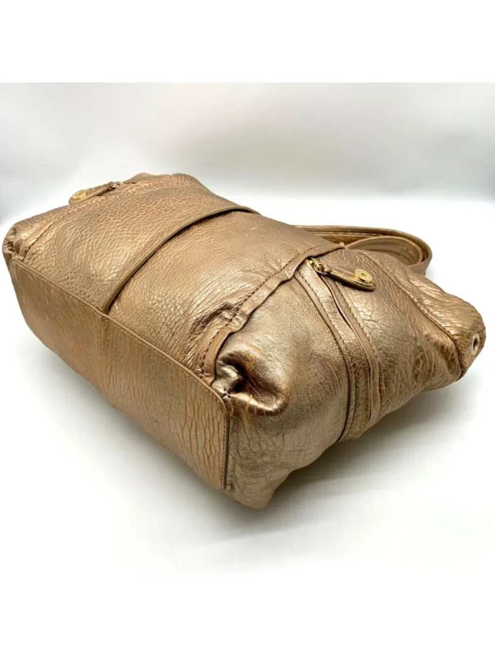 Kipling Metallic Gold Leather Celia Shopper Hobo